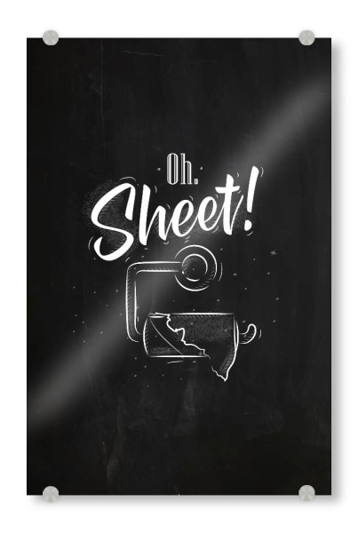 Acrylglasbild "Toilet finish paper graphics chalk" artboxONE - Typografie,Schwarzweiß,Lustig