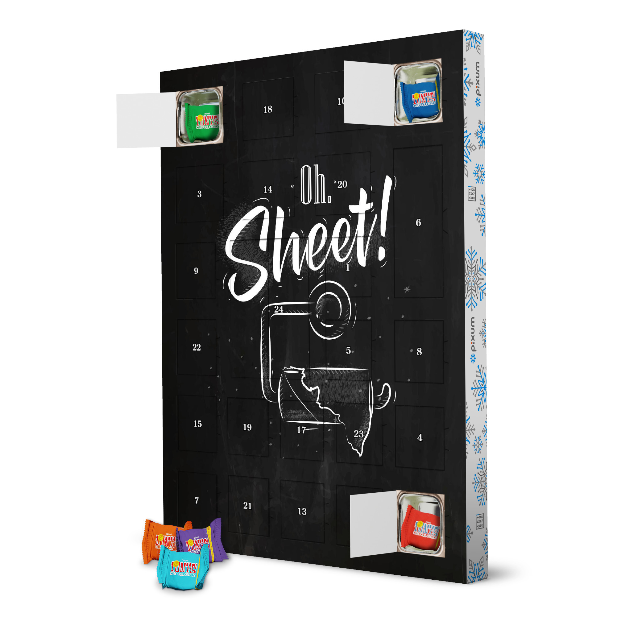 Adventskalender mit Tony's Chocolonely Toilet finish paper graphics chalk artboxONE Adventskalender Typografie