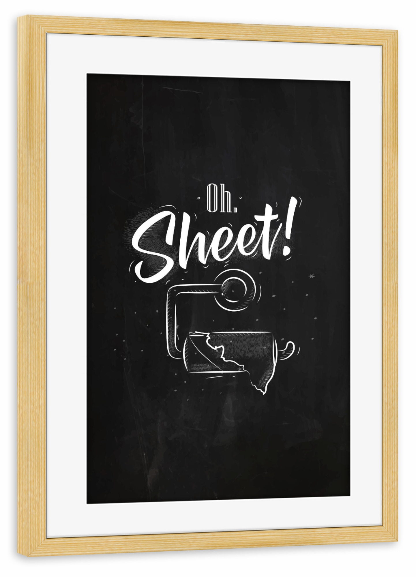 Poster mit Rahmen kiefer "Toilet finish paper graphics chalk" artboxONE - Typografie,Schwarzweiß,Lustig