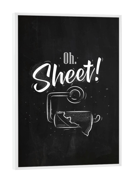 Poster mit weißem Rahmen "Toilet finish paper graphics chalk" artboxONE - Typografie,Schwarzweiß,Lustig