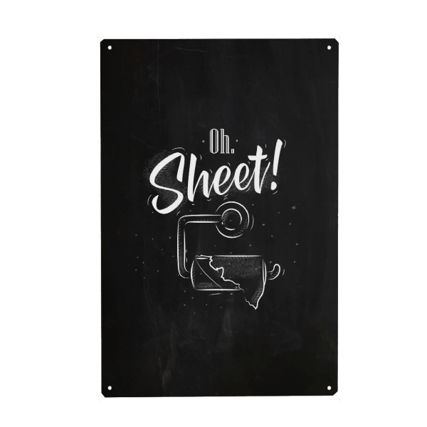 Metall Poster "Toilet finish paper graphics chalk" artboxONE - Typografie,Schwarzweiß,Lustig