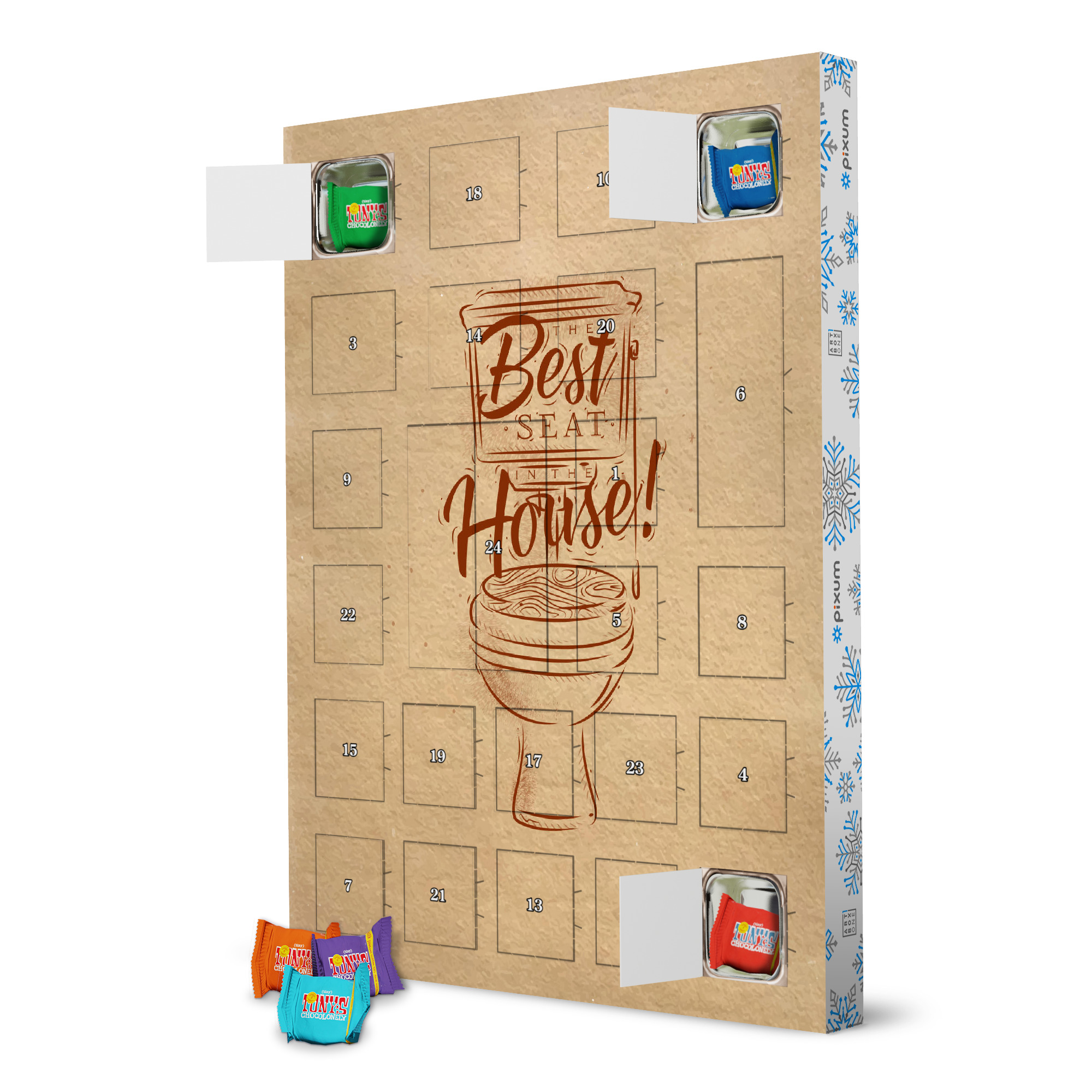 Adventskalender mit Tony's Chocolonely Toilet graphics craft artboxONE Adventskalender Typografie