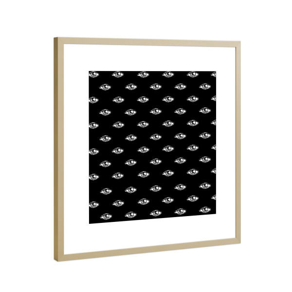 Poster mit Rahmen Gold "Take a look" artboxONE - Abstrakt,Schwarzweiß,Geometrie - Auge,Augen,Muster,Skizze,Mystisch,Alchemie,Esoterik,Spirituell