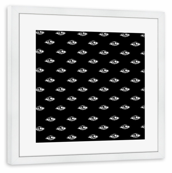 Poster mit Rahmen weiß "Take a look" artboxONE - Abstrakt,Schwarzweiß,Geometrie - Auge,Augen,Muster,Skizze,Mystisch,Alchemie,Esoterik,Spirituell