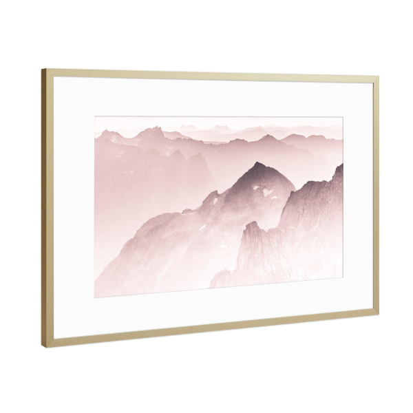 Poster mit Rahmen Gold "Norwegian Mountains" artboxONE - Natur - Berge,Norwegen,Bergketten