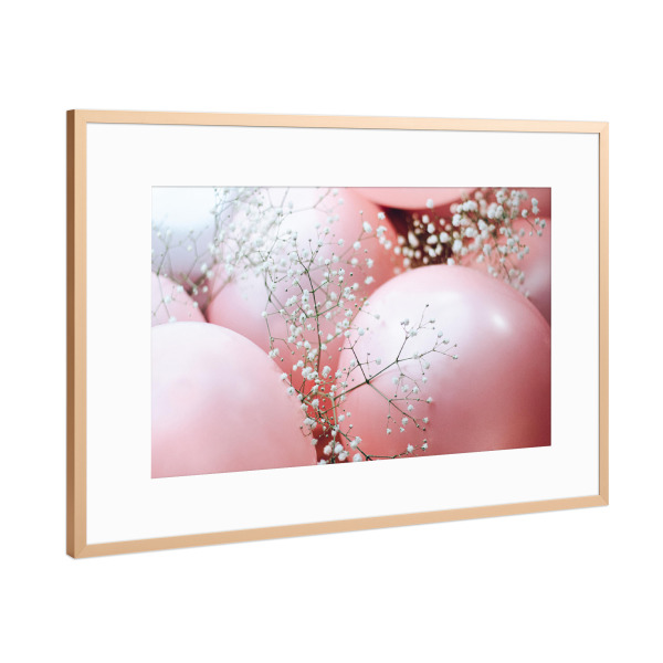 Poster mit Rahmen Kupfer "Blooms and Balloons - Focus" artboxONE - Festivals - Floral,Luftballons,Rosé,Feminin