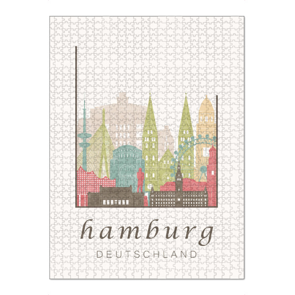 Puzzle Ravensburger "Hamburg Skyline in Pastel" artboxONE - Städte / Hamburg - Hamburg,Germany,Deutschland,Skyline,Cityscape,Travel - Bild hamburg