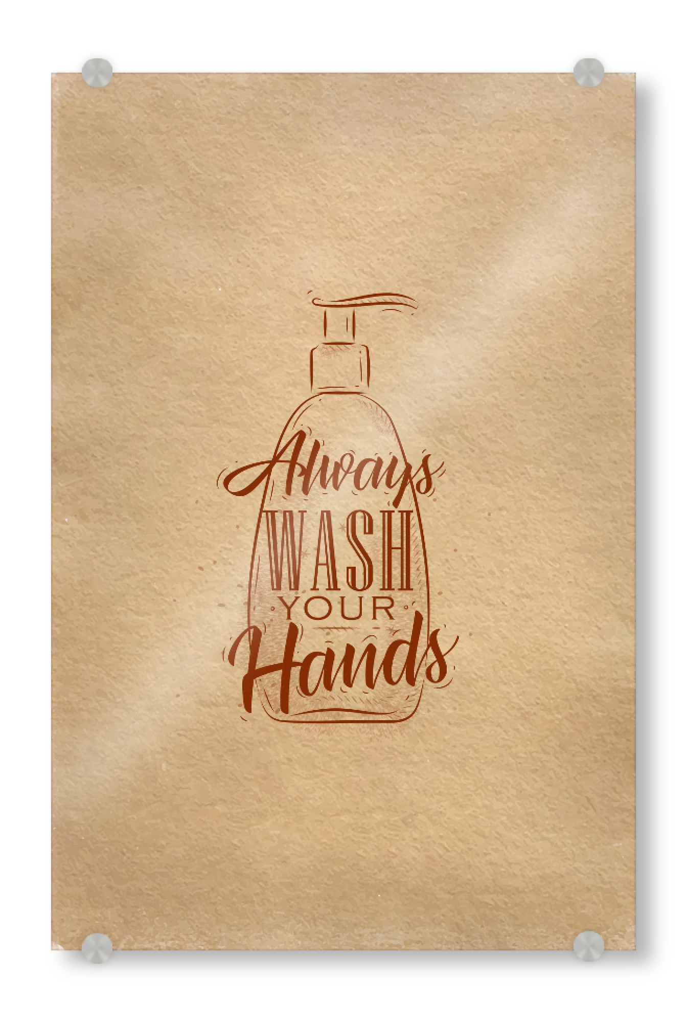 Acrylglasbild "Soap Dispenser" artboxONE - Typografie - Soap,Dispenser,Bottle,Care,Cream,Design,Illustration,Lettering,Graphic,Retro,Vintage,Craft