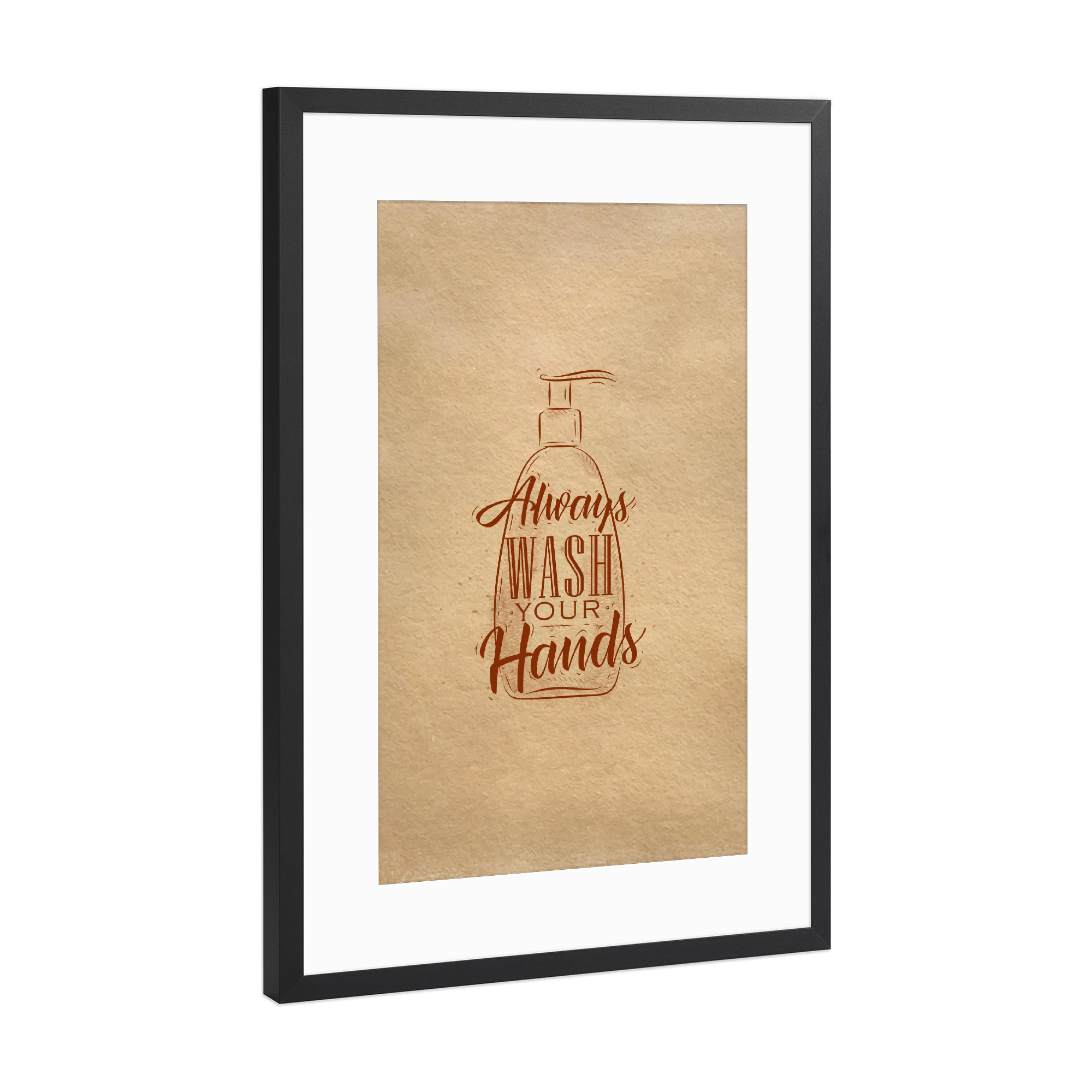 Poster mit Rahmen Schwarz (Metallic) "Soap Dispenser" artboxONE - Typografie