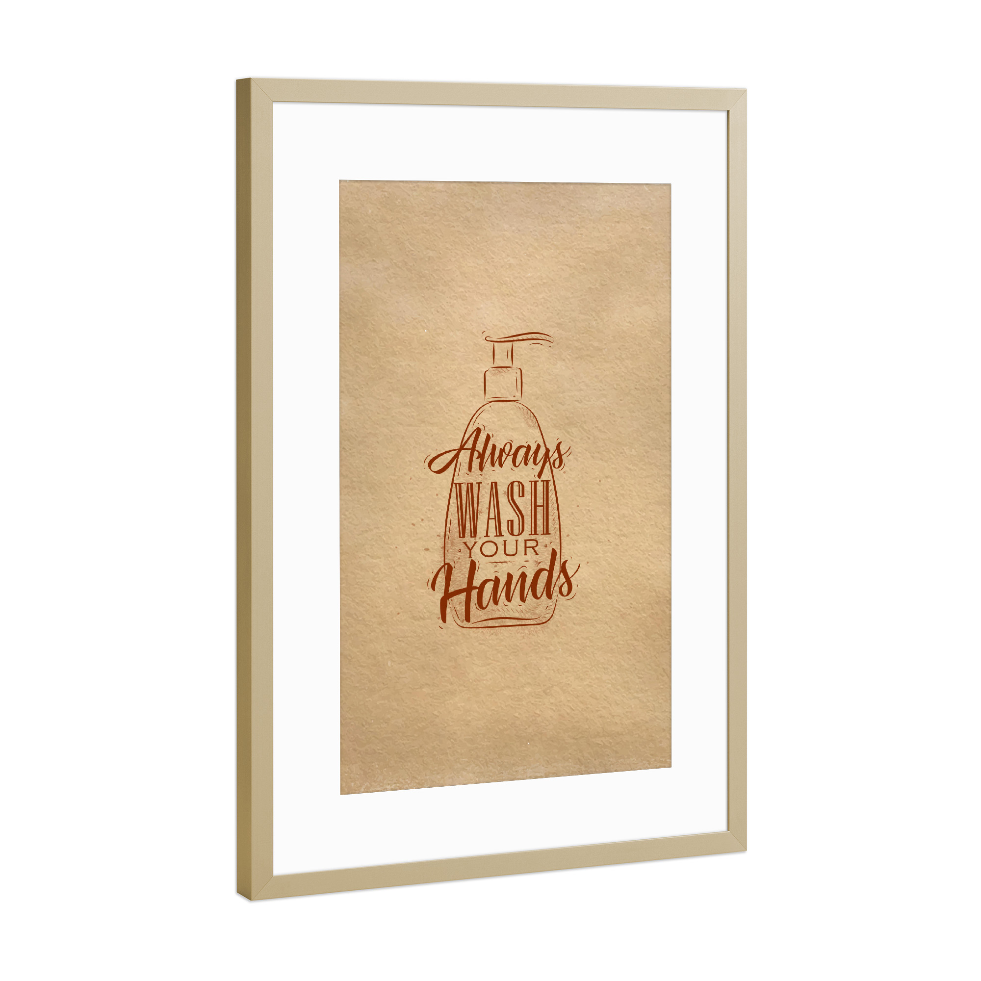 Poster mit Rahmen Gold "Soap Dispenser" artboxONE - Typografie