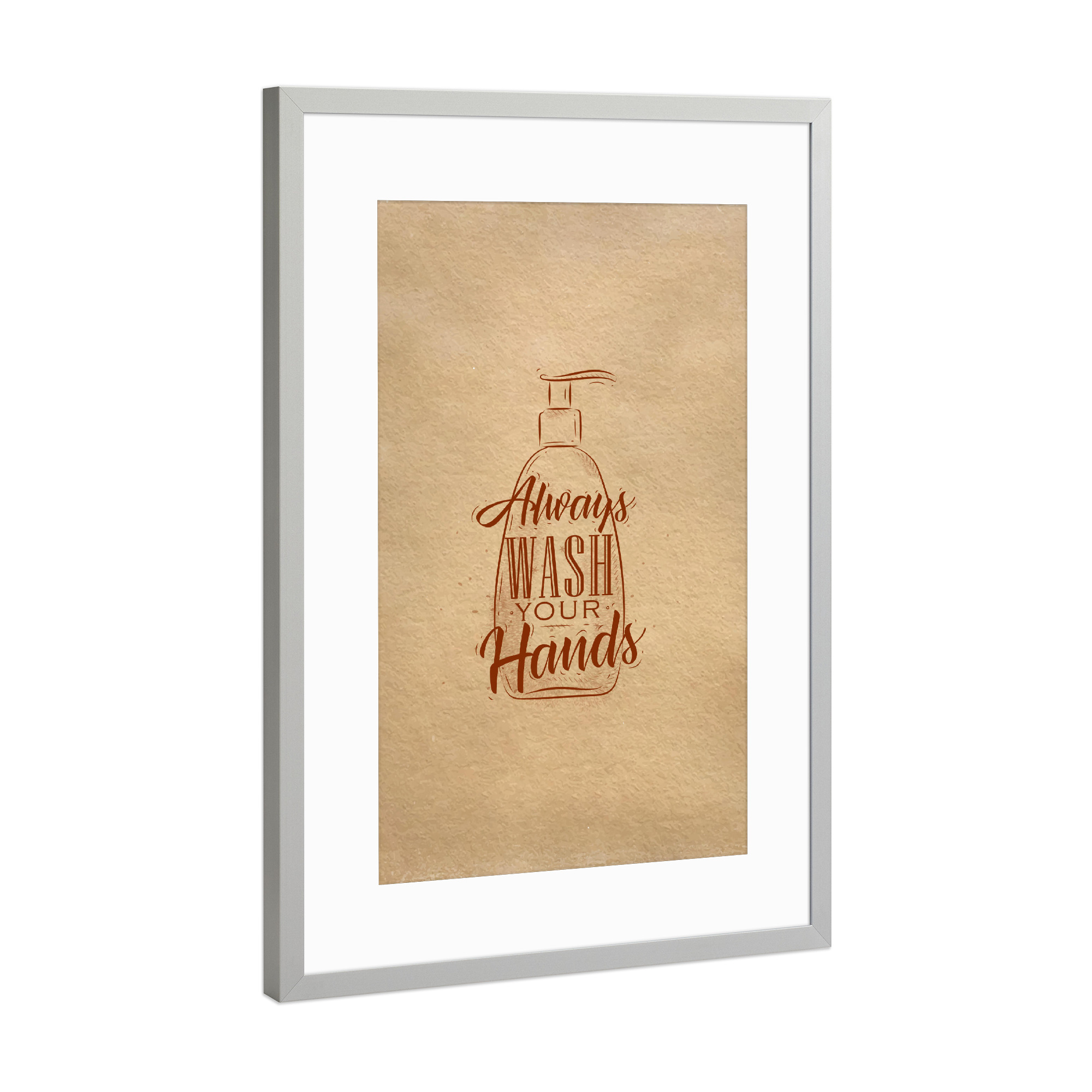 Poster mit Rahmen Silber "Soap Dispenser" artboxONE - Typografie