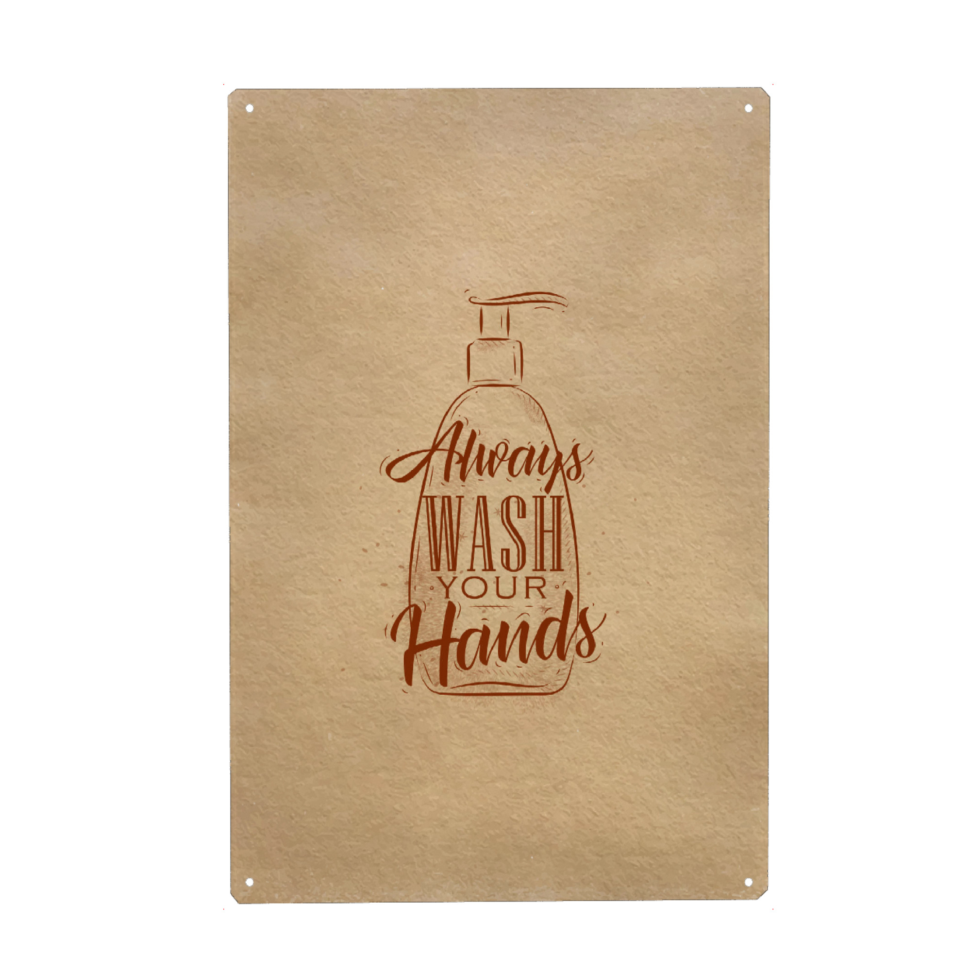 Metall Poster "Soap Dispenser" artboxONE - Typografie - Soap,Dispenser,Bottle,Care,Cream,Design,Illustration,Lettering,Graphic,Retro,Vintage,Craft