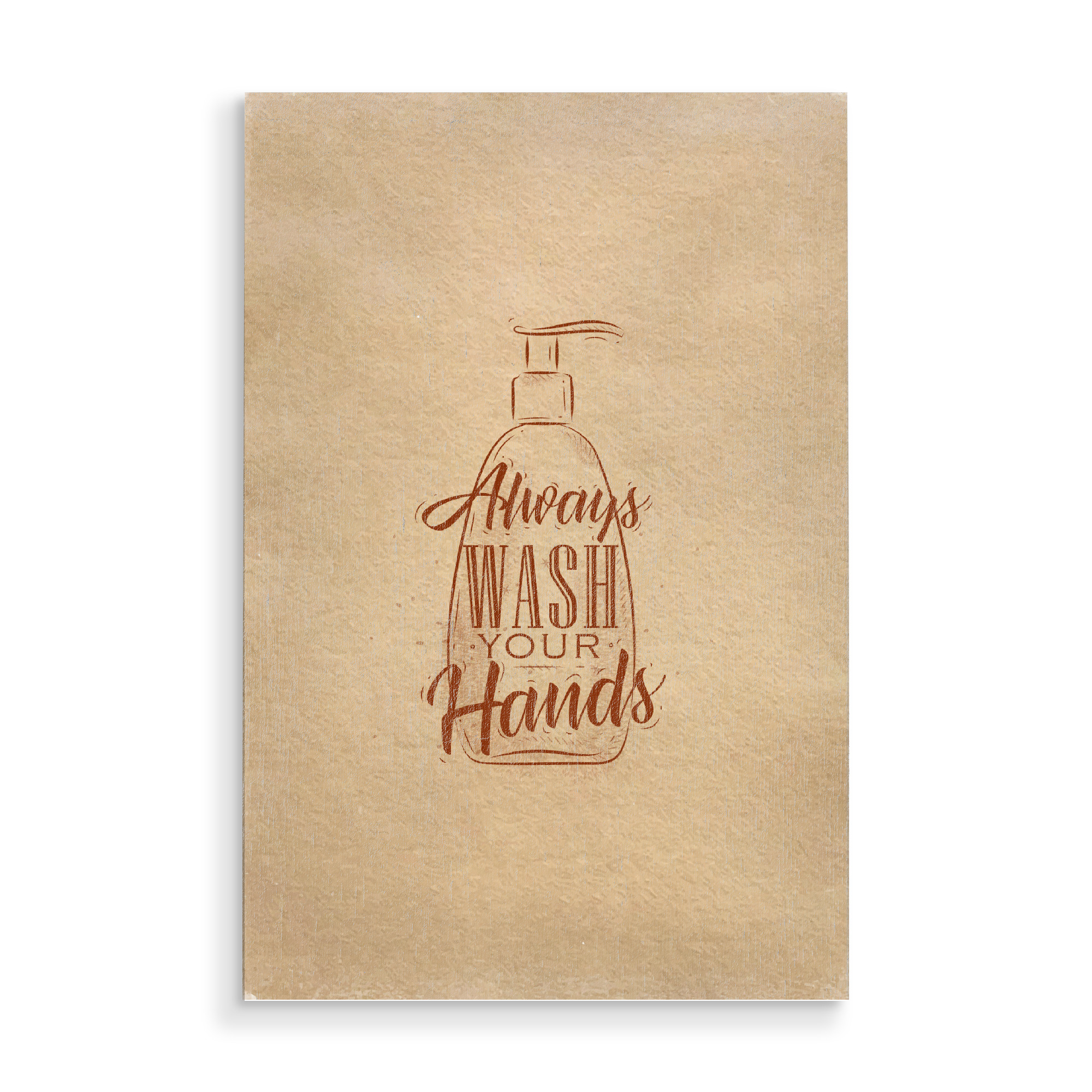 Holzbild "Soap Dispenser" artboxONE - Typografie - Soap,Dispenser,Bottle,Care,Cream,Design,Illustration,Lettering,Graphic,Retro,Vintage,Craft