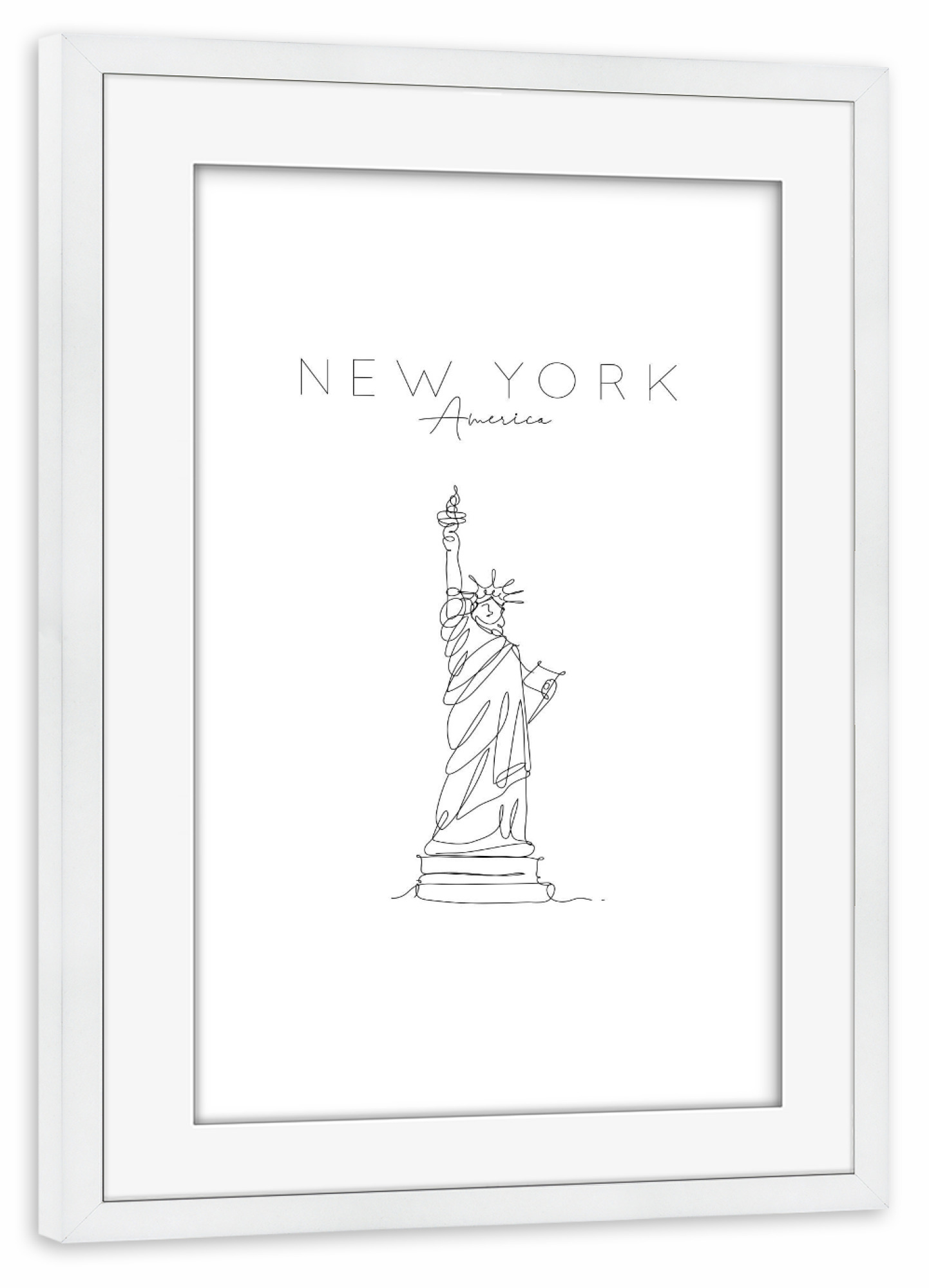 Poster mit Rahmen weiß "Statue of liberty Ney York" artboxONE - Städte,Städte / New York,Reise,Schwarzweiß