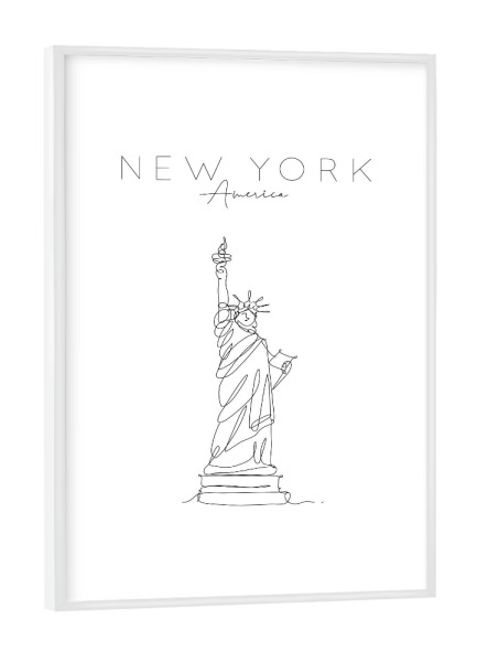 Poster mit weißem Rahmen "Statue of liberty Ney York" artboxONE - Städte,Städte / New York,Reise,Schwarzweiß