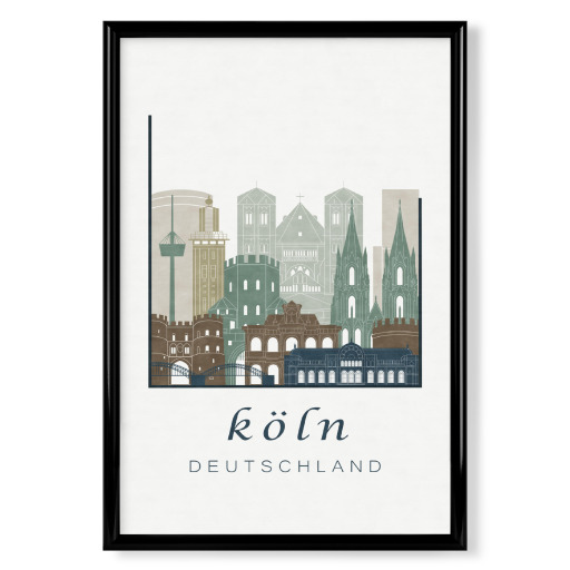 Cologne skyline light blue