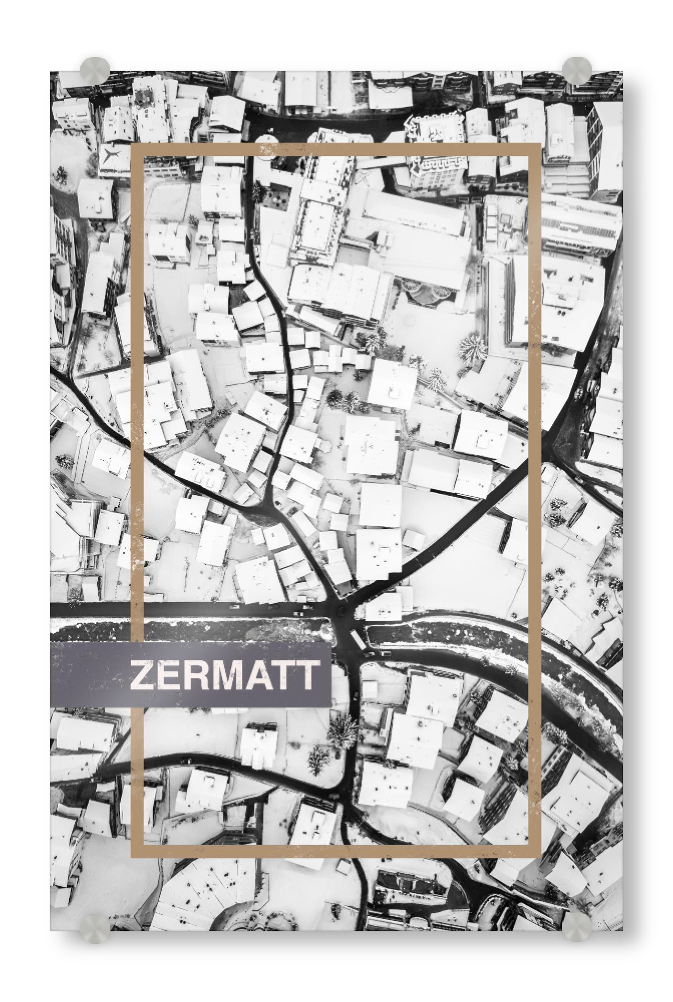 Acrylglasbild "Zermatt (from above)" artboxONE - Städte - Switzerland,Map,Zermatt