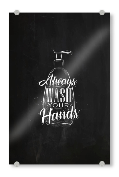 Acrylglasbild "Soap dispenser graphic chalk" artboxONE - Typografie,Schwarzweiß - Soap,Lettering,Chalk