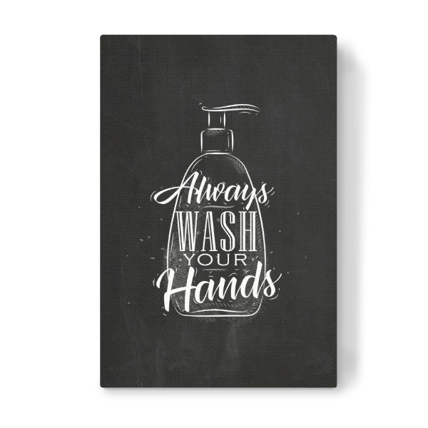 Leinwandbild "Soap dispenser graphic chalk" artboxONE - Typografie,Schwarzweiß - Soap,Lettering,Chalk
