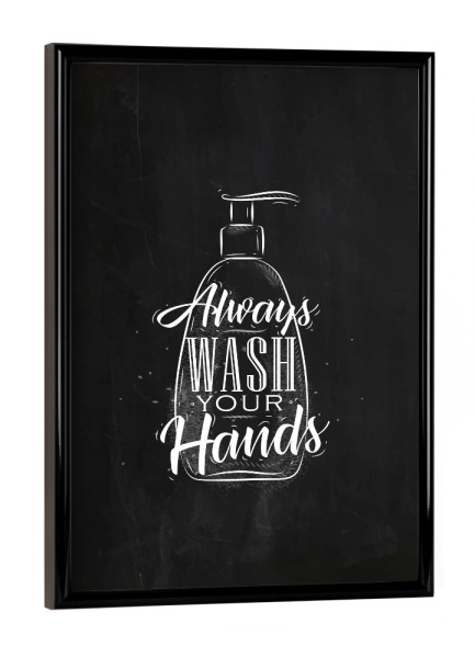 Poster mit schwarzem Rahmen "Soap dispenser graphic chalk" artboxONE - Typografie,Schwarzweiß - Soap,Lettering,Chalk