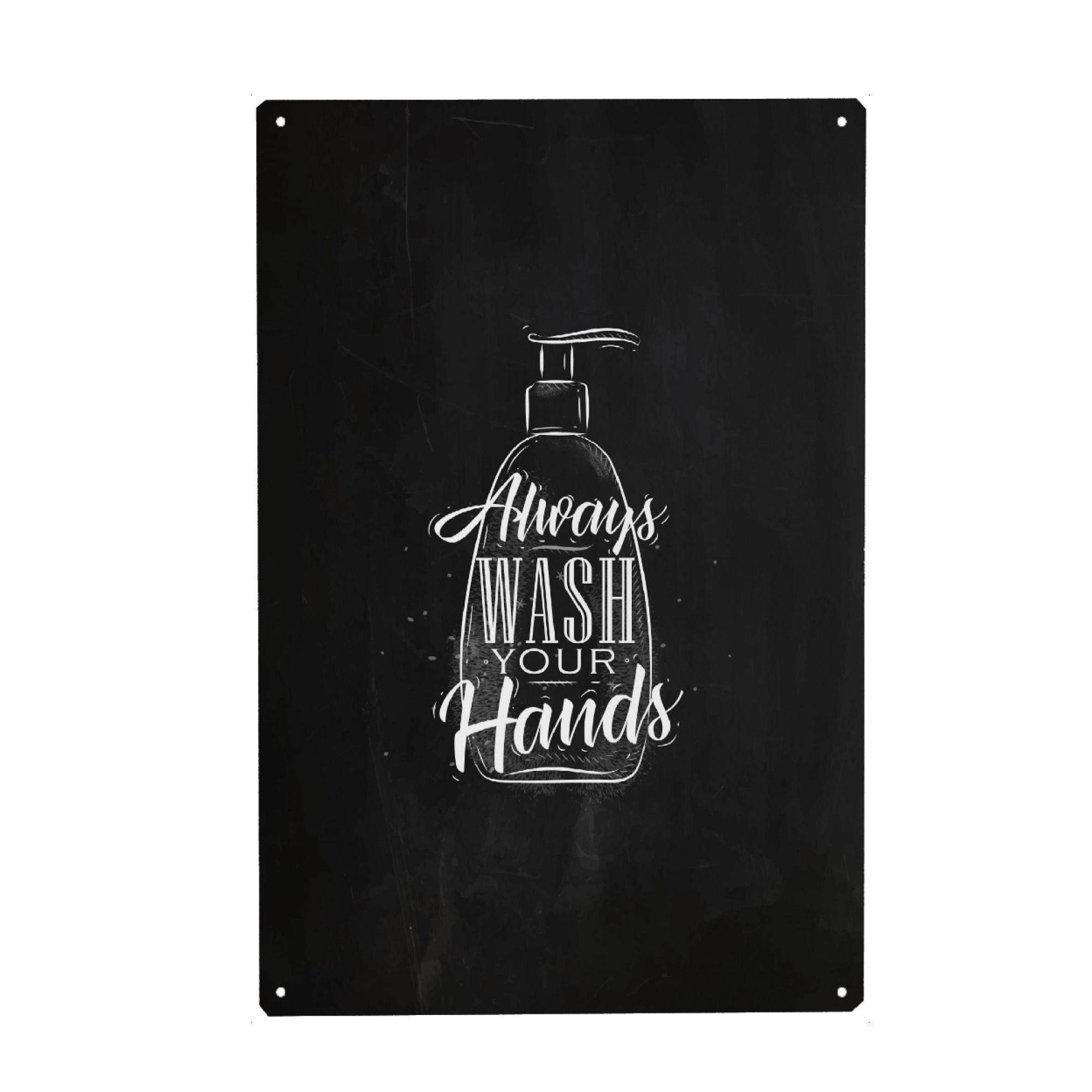 Metall Poster "Soap dispenser graphic chalk" artboxONE - Typografie,Schwarzweiß - Soap,Lettering,Chalk - Blechschild
