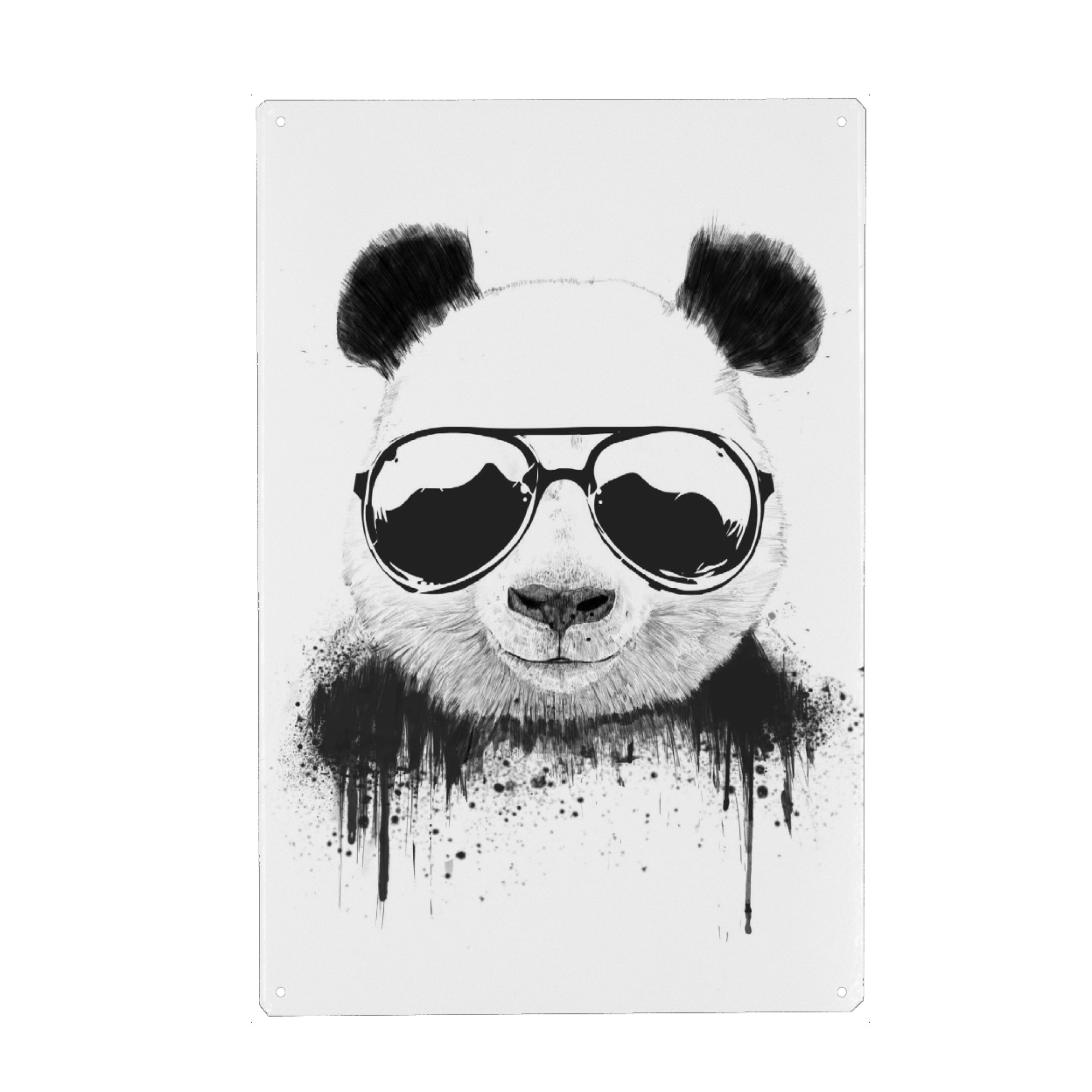 Holzbild "Cool Panda" artboxONE - Tiere,Schwarzweiß - Panda,Animal,Sunglasses,Graffiti