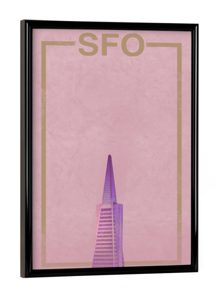Poster mit schwarzem Rahmen "SFO - San Francisco" artboxONE - Städte / San Francisco - Pink,San francisco,Usa,Architecture,California,Tower,Urban