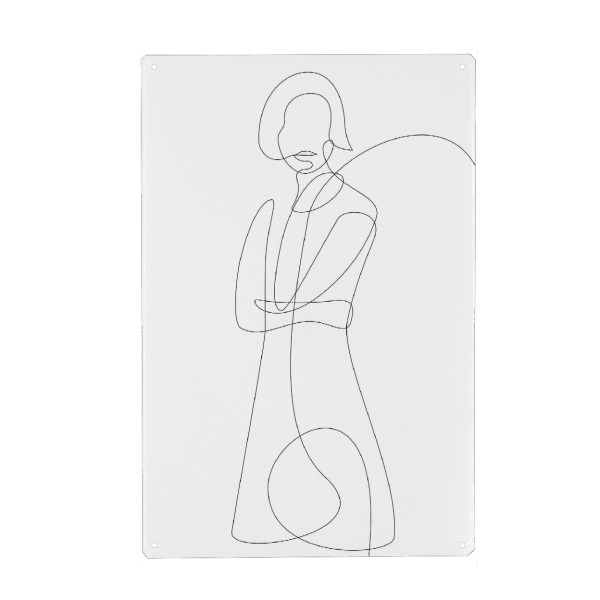 Holzbild "Woman in MidiDress" artboxONE - Menschen,Schwarzweiß,Fashion - Woman,Fashion,Style,Minimal,Line,String,Dress