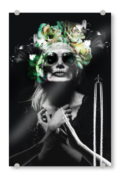 Acrylglasbild "Woman Faith" artboxONE - Menschen - Frau,Totenkopf,Rock,Tod,Fé mulher
