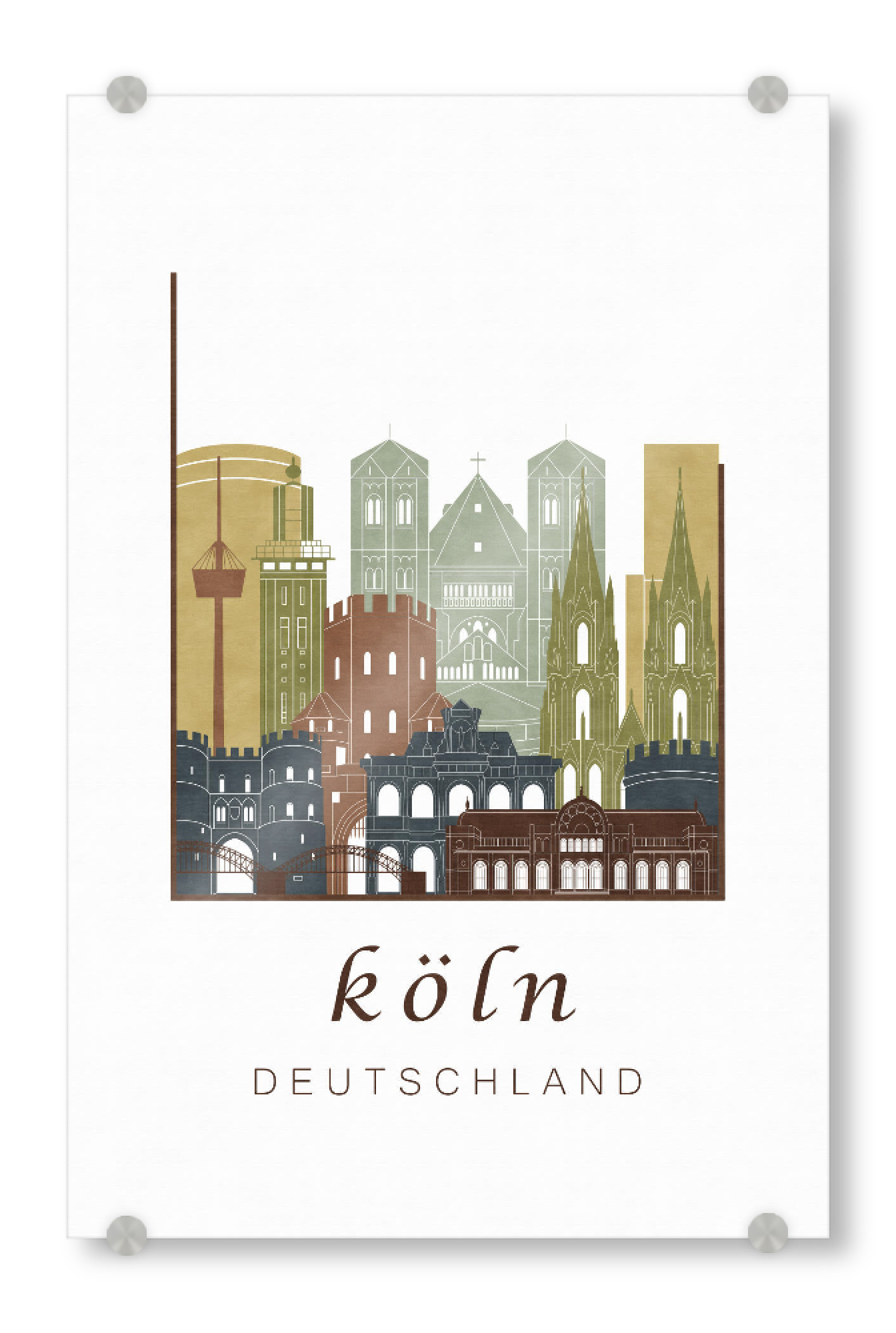 Acrylglasbild "Cologne skyline light brown" artboxONE - Städte / Köln - Cologne,Köln,Koln,Germany,Deutschland,Skyline,Cityscape,Travel