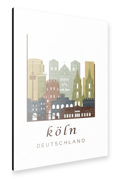Alu-Dibond "Cologne skyline light brown" 30x20 cm artboxONE