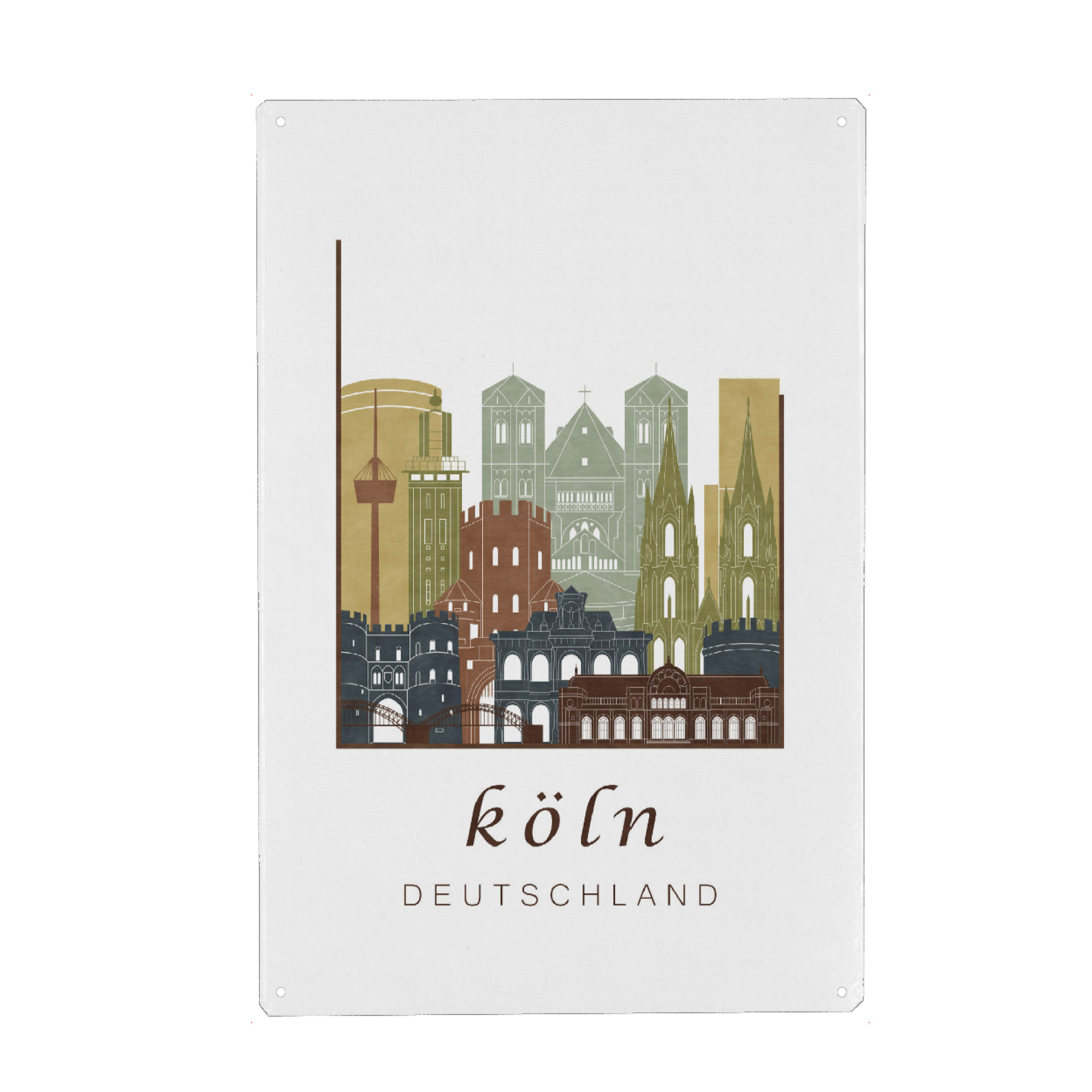 Metall Poster "Cologne skyline light brown" artboxONE - Städte / Köln - Cologne,Köln,Koln,Germany,Deutschland,Skyline,Cityscape,Travel - Blechschild