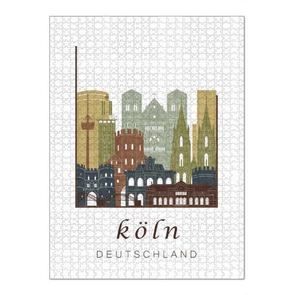 Puzzle Ravensburger "Cologne skyline light brown" artboxONE - Städte / Köln - Cologne,Köln,Koln,Germany,Deutschland,Skyline,Cityscape,Travel