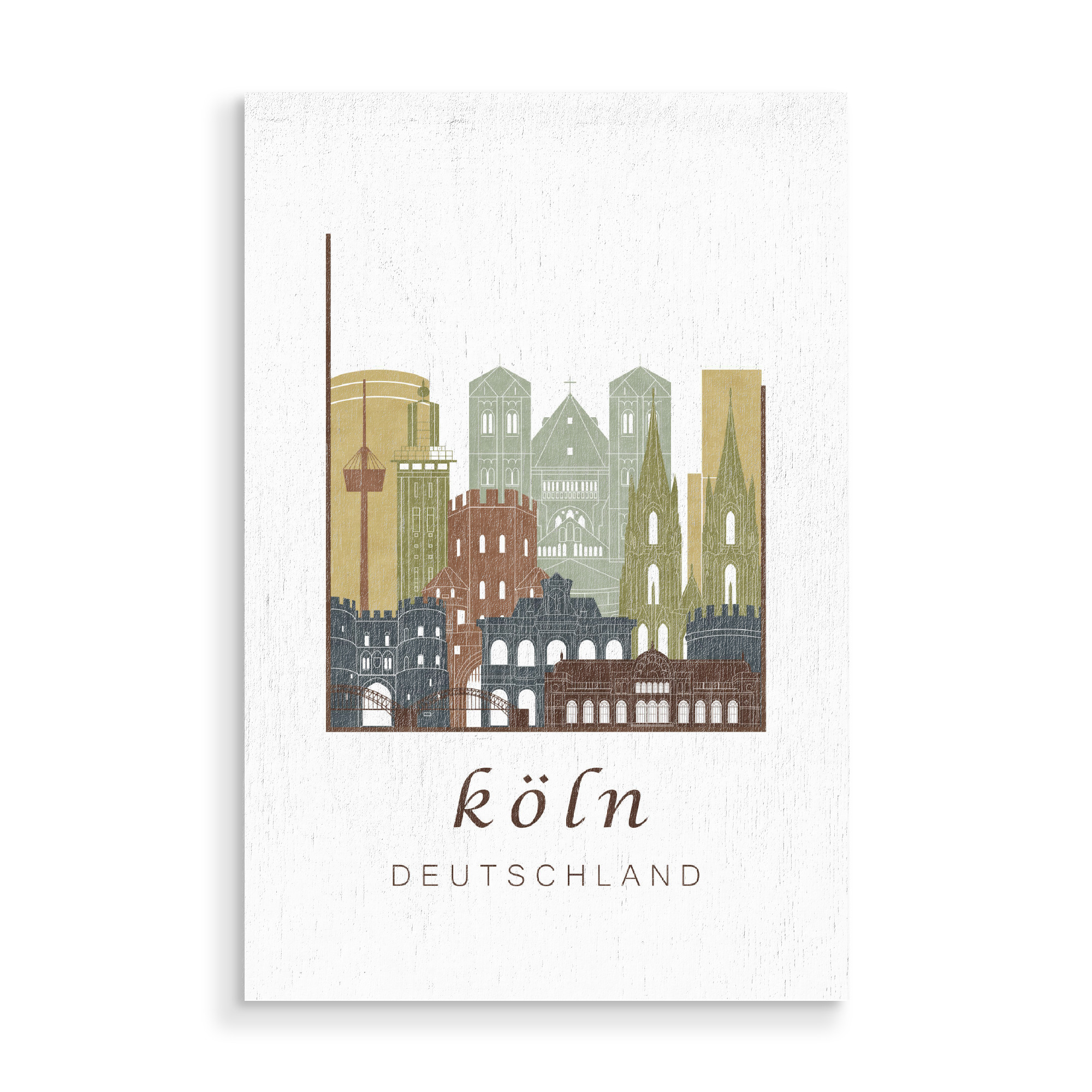 Holzbild "Cologne skyline light brown" artboxONE - Städte / Köln - Cologne,Köln,Koln,Germany,Deutschland,Skyline,Cityscape,Travel