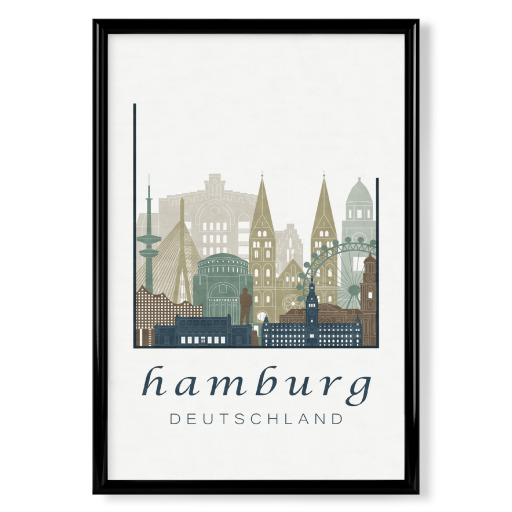 Hamburg skyline light blue