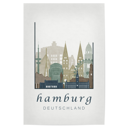 Hamburg skyline light blue