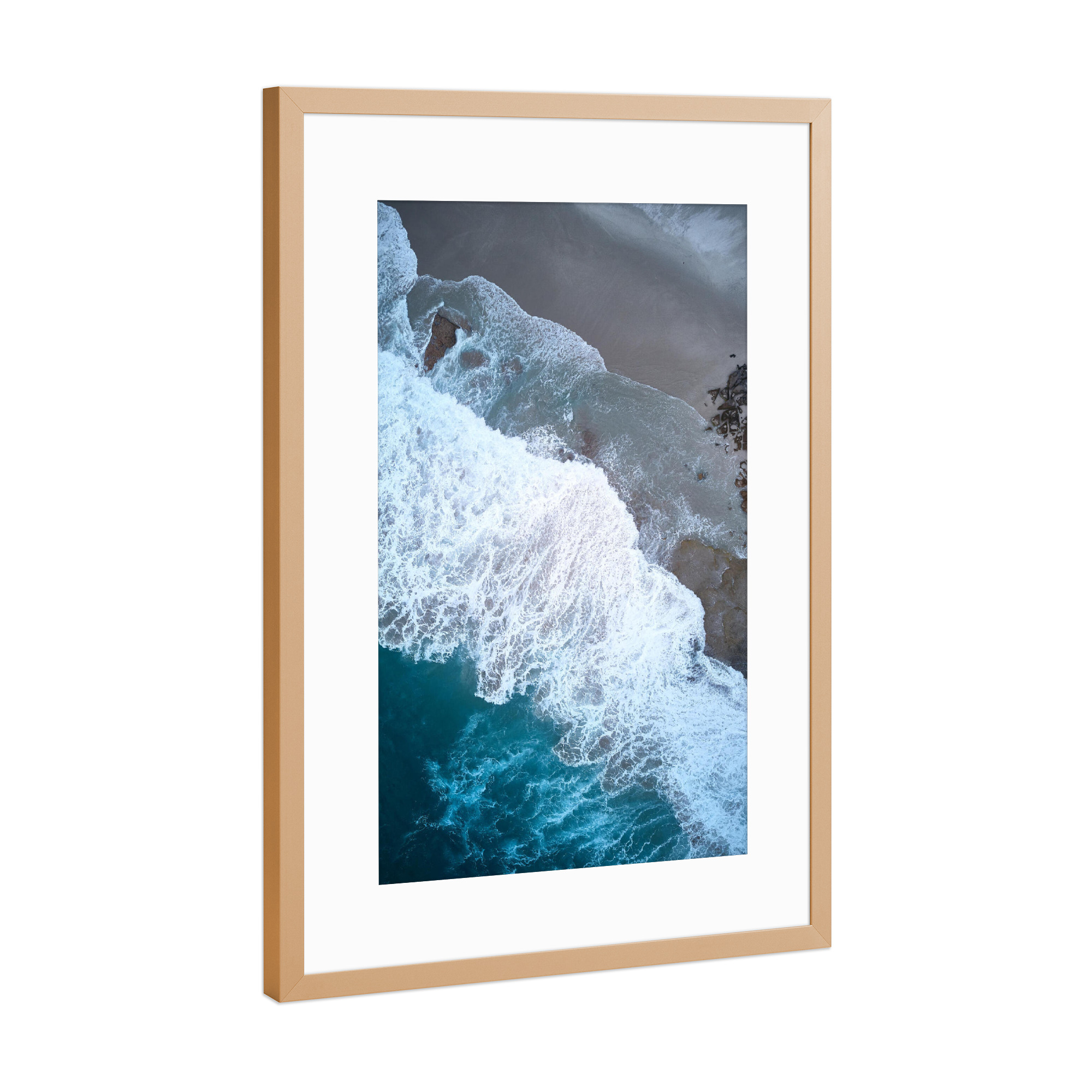 Poster mit Rahmen Kupfer "Crush" artboxONE - Reise,Reise / Strand und Meer - Wellen,Meer,Ocean,Water,Drone