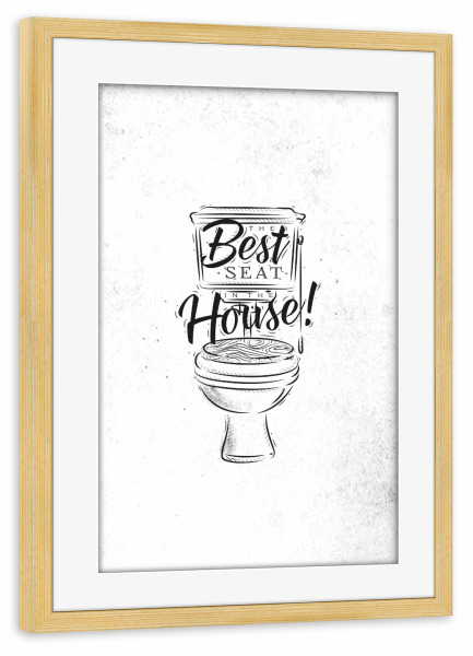 Poster mit Rahmen kiefer "Toilet graphics retro" artboxONE - Abstrakt,Schwarzweiß - Toilet,Bathroom,Retro