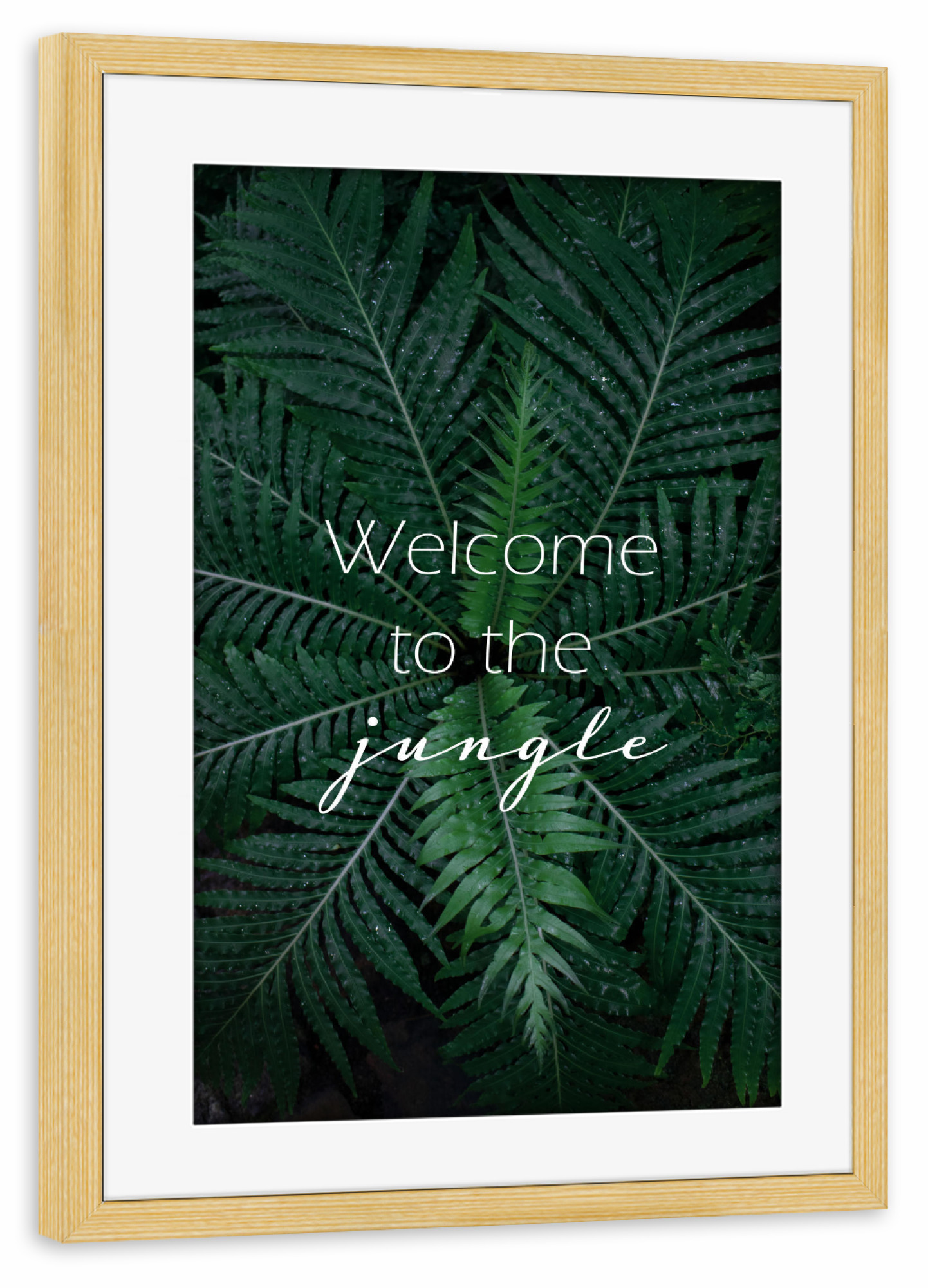 Poster mit Rahmen kiefer "Welcome to the green jungle" artboxONE - Typografie,Floral