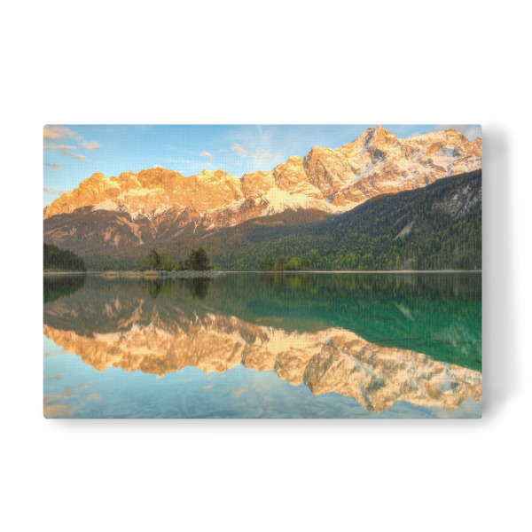 Leinwandbild "Alpenglühen am Eibsee in Bayern" artboxONE - Reise,Reise / Länder
