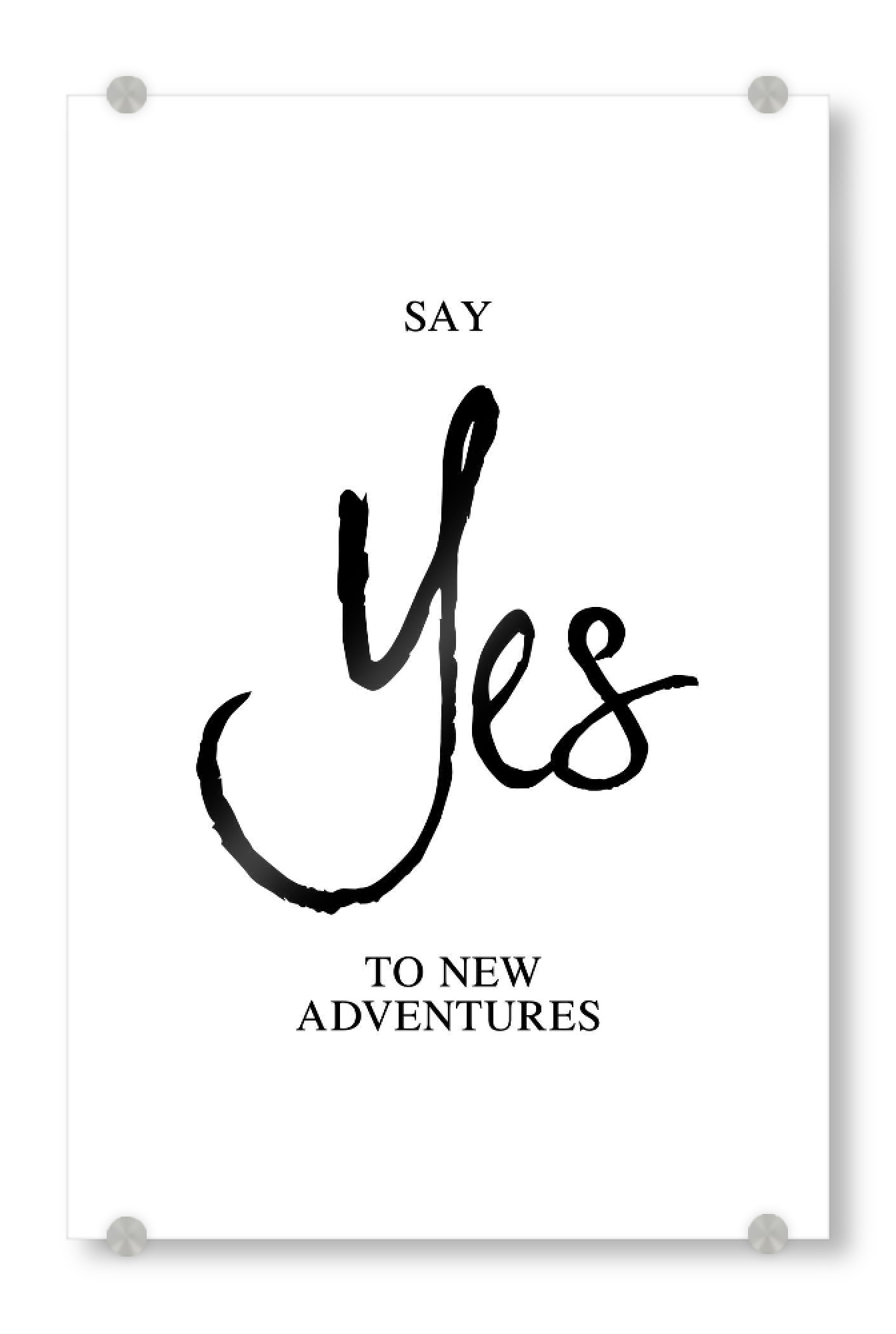 Acrylglasbild "New Adventures" artboxONE - Typografie,Schwarzweiß - Travel wall art,Travel quote art,Adventure,Travel wall decor,Travel quote