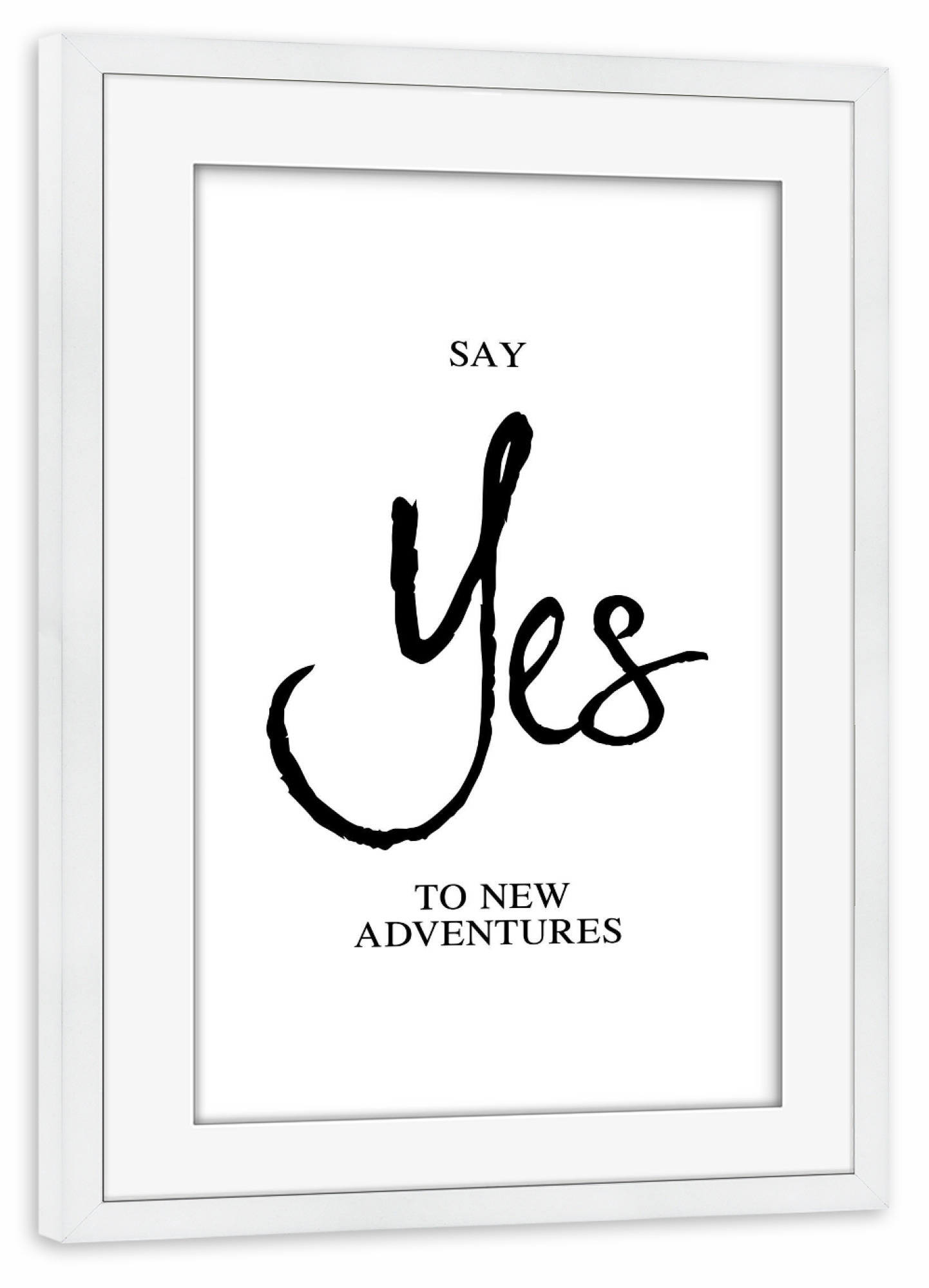 Poster mit Rahmen weiß "New Adventures" artboxONE - Typografie,Schwarzweiß - Travel wall art,Travel quote art,Adventure,Travel wall decor,Travel quote
