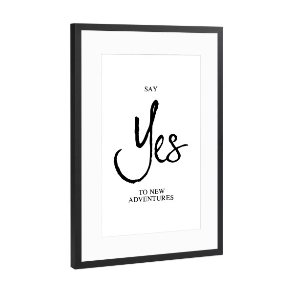 Poster mit Rahmen Schwarz (Metallic) "New Adventures" artboxONE - Typografie,Schwarzweiß