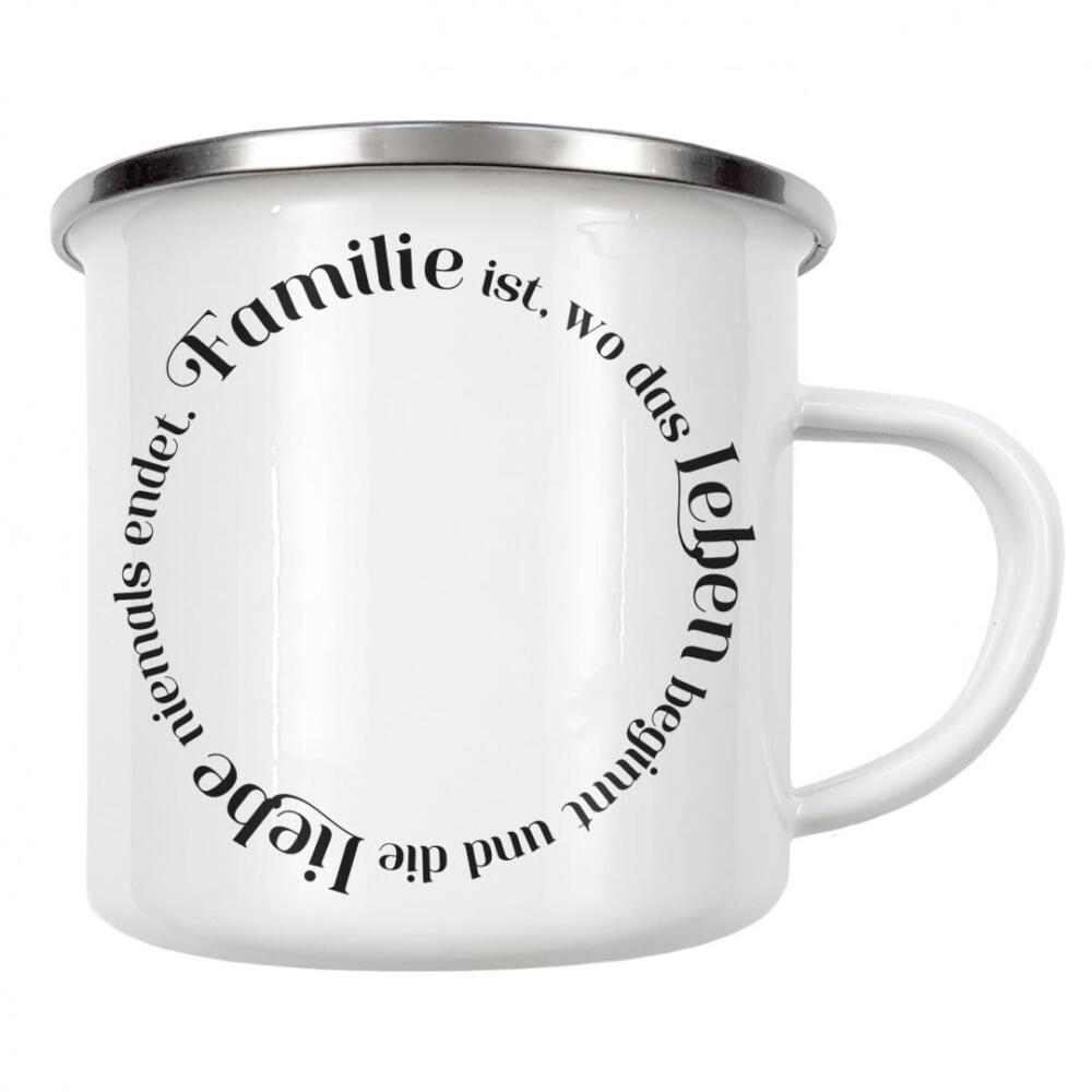 Emaille Tasse "Familienkreis Schwarz" artboxONE - Typografie,Liebe,Für Mama,Für Papa