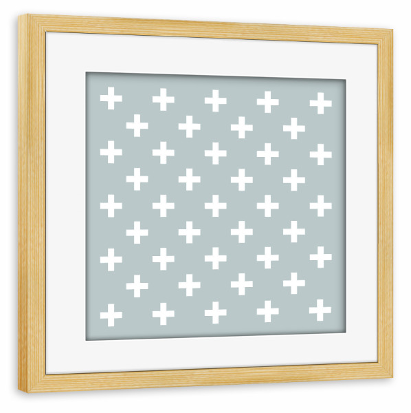 Poster mit Rahmen kiefer "Green plus pattern" artboxONE - Abstrakt,Geometrie - Plus,Kreuz,Muster,Geometrisch,Skandinavisch,Nordisch