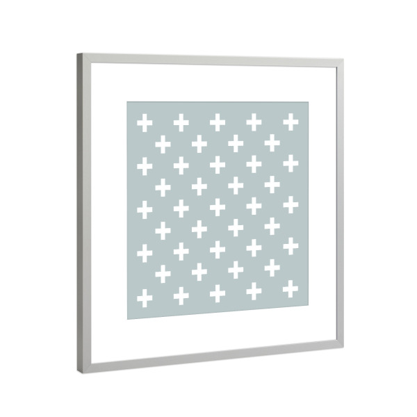 Poster mit Rahmen Silber "Green plus pattern" artboxONE - Abstrakt,Geometrie - Plus,Kreuz,Muster,Geometrisch,Skandinavisch,Nordisch