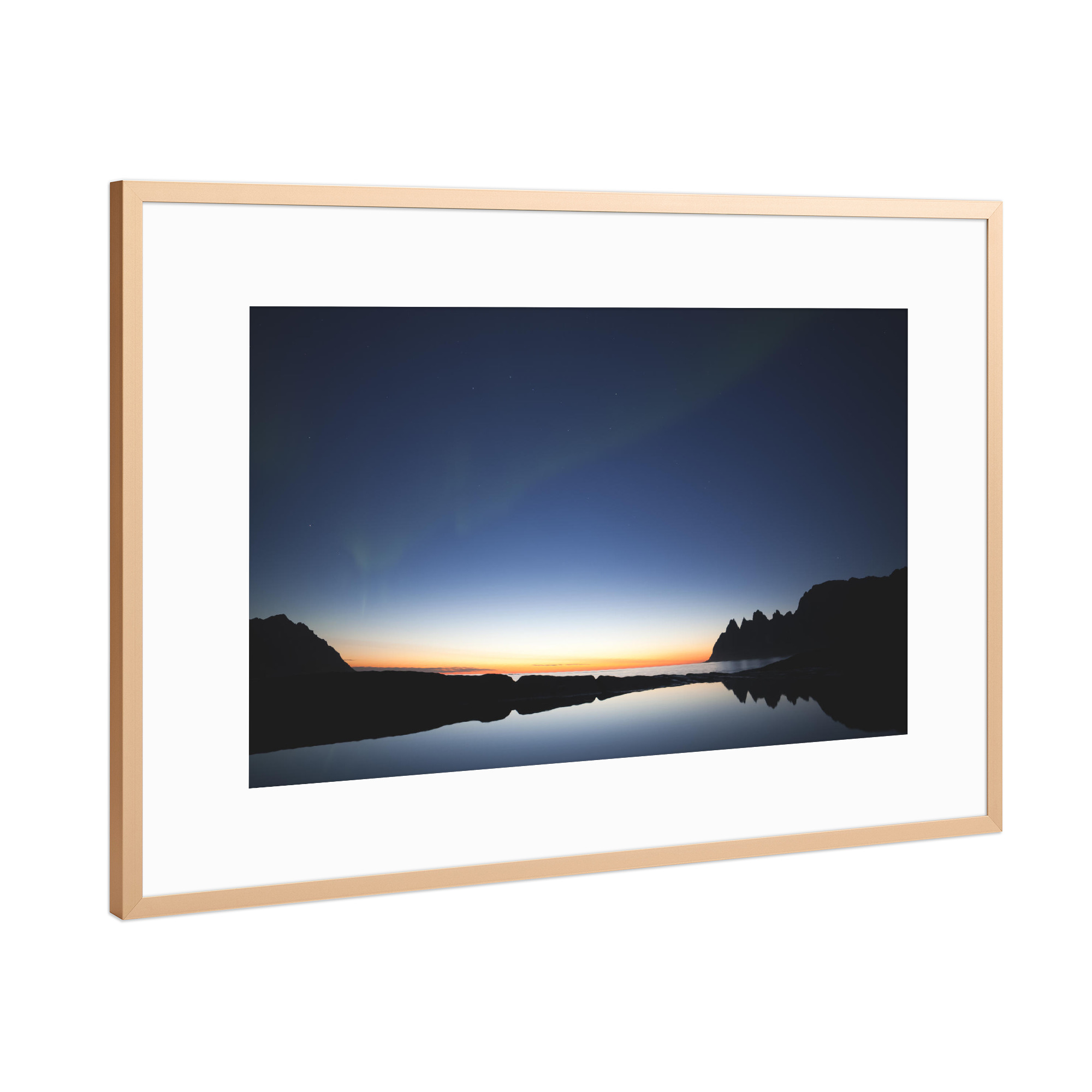 Poster mit Rahmen Kupfer "Polarlichtnacht" artboxONE - Natur - Nordlicht,Polarlicht,Norwegen
