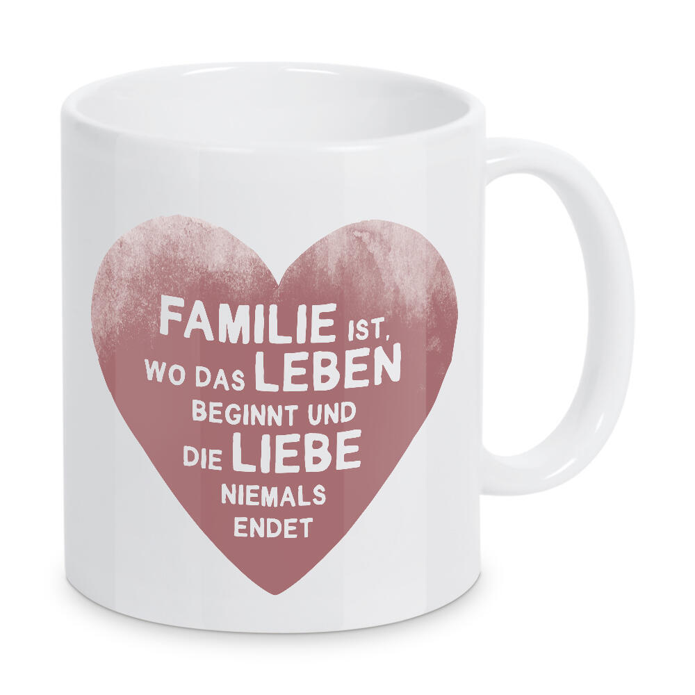 Tasse "Ein Herz für Familie" artboxONE - Typografie,Für Kinder,Menschen,Liebe,Für Mama