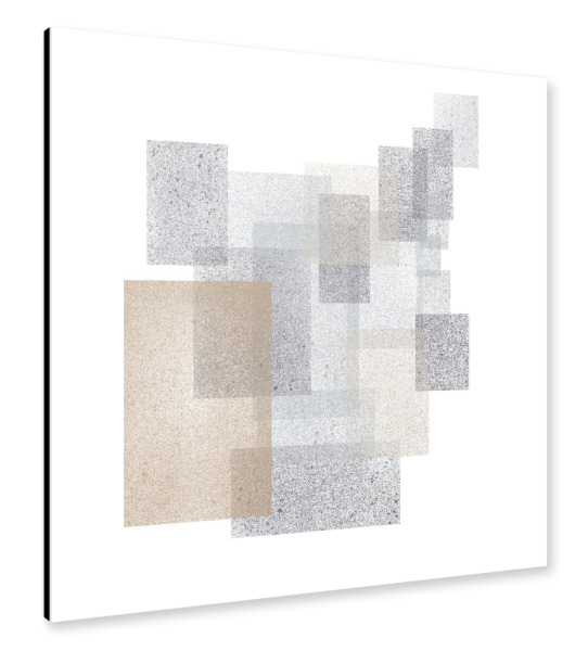 Alu-Dibond "Rectangular Shapes - Grey and Gold" 30x30 cm artboxONE
