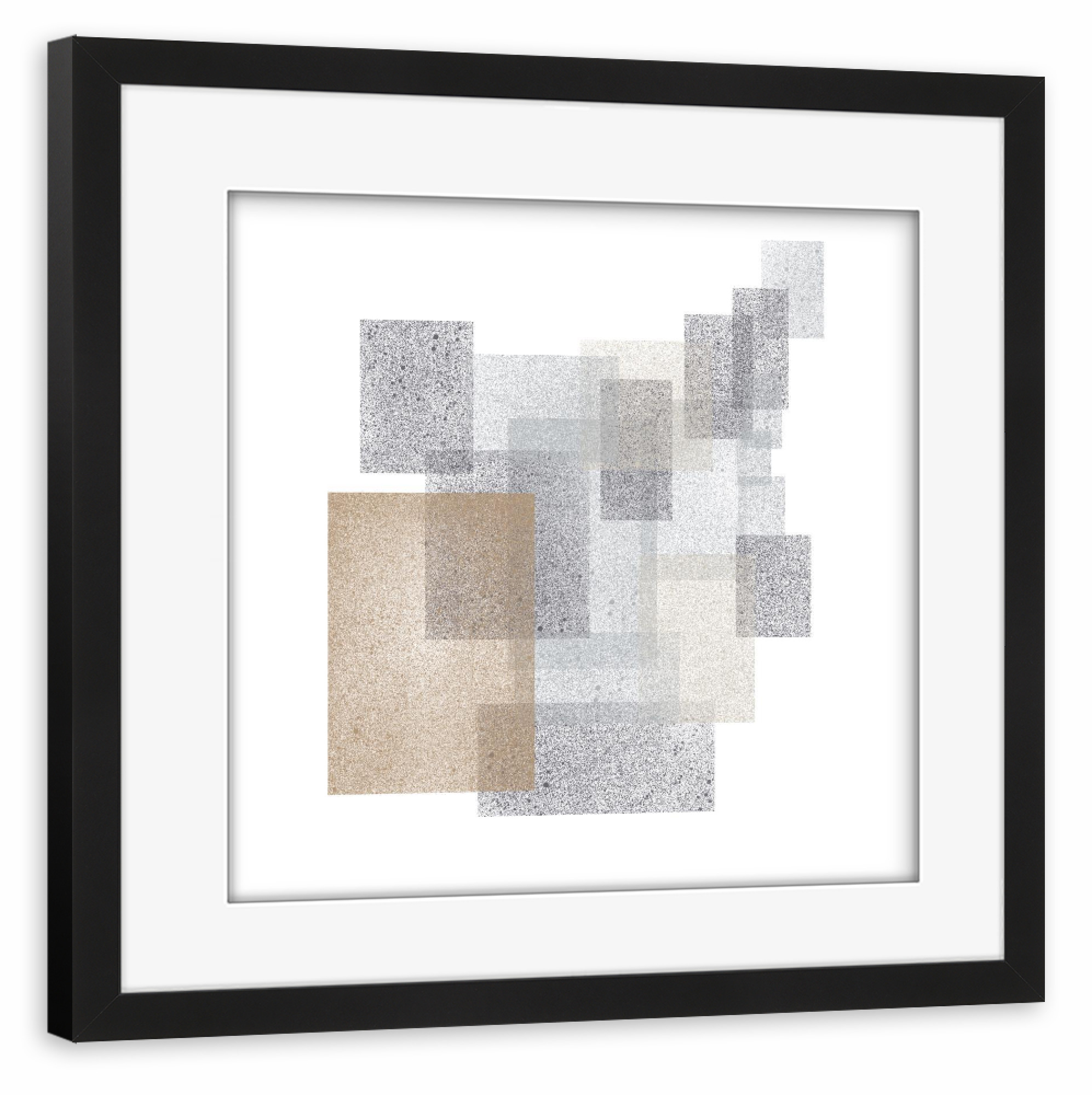 Poster mit Rahmen schwarz "Rectangular Shapes - Grey and Gold" artboxONE - Abstrakt - Grey,Gold,Abstract,Rectangular,Rectangle,Geometry,Minimal